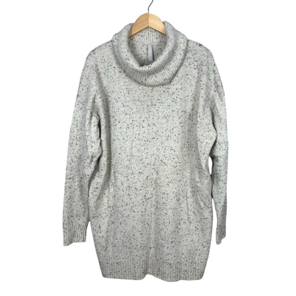 Athleta Speckled Cowl Neck Sweater Tunic Knit Wool Cashmere‎ Blend XL EUC